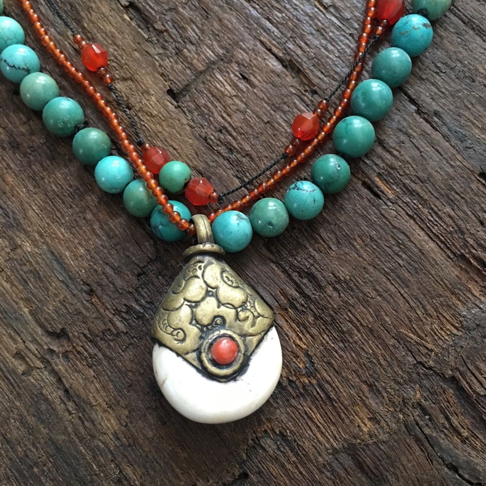 Turquoise & precious stone necklace